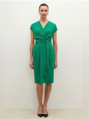 MM Lafleur Noel green crepe wrap dress size 8